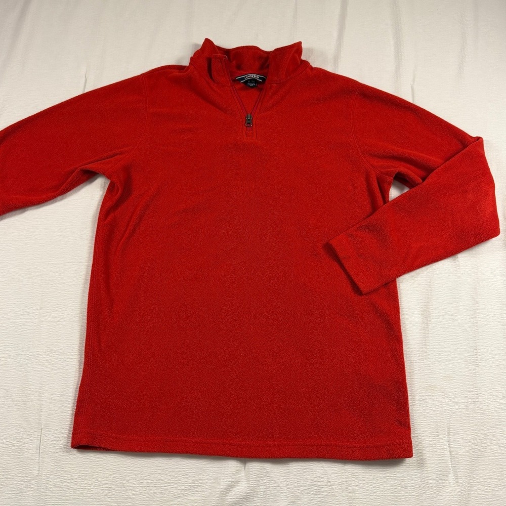 Lands End Boys XL 18-20 Fleece Quarter Zip Pullover Sweater Red Long Sleeve